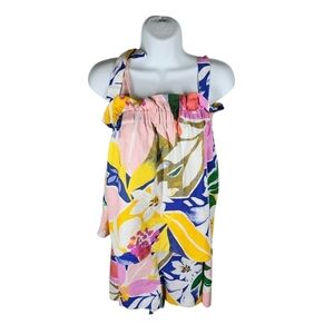 ELOQUII ELEMENTS LINEN BLEND FLORAL TOP/SHORT SET